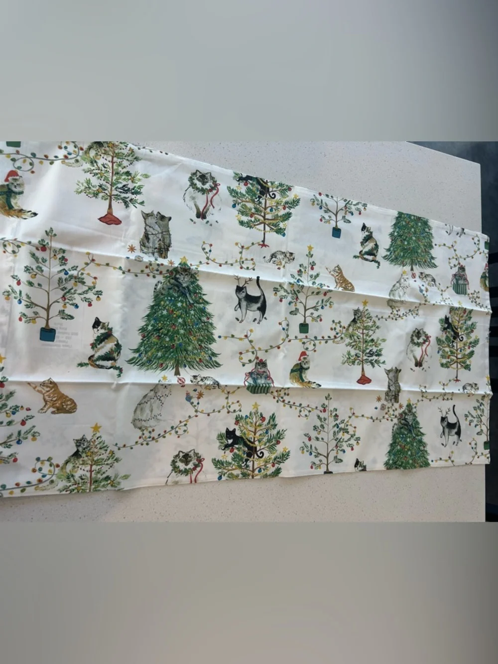 Pottery Barn Festive Cats King Pillowcase 1 Christmas Holiday
